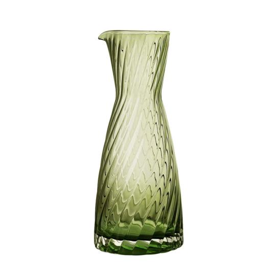 zelena kirstalova kanvica na vodu olivovej farby proventske sklenky, mediteranska klasicka slavnostna sada poharov.jpg